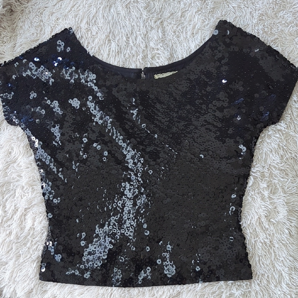 Elegant Black Sequin Blouse